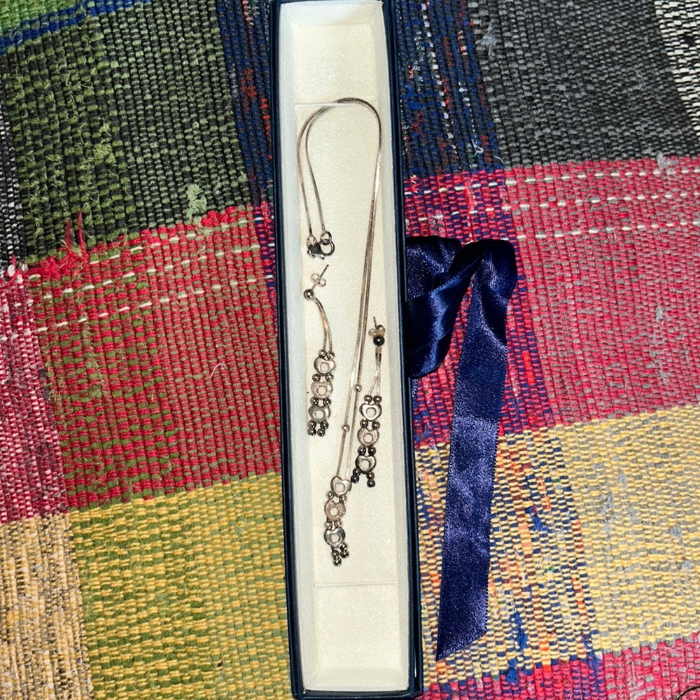 Silver Necklace and Earrings Set